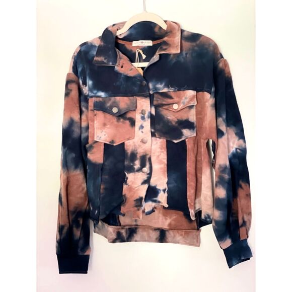 Natural Life Boho Cropped Jacket Size XS-Small Tie Dye Raw Hem NEW with tag - Picture 2 of 16